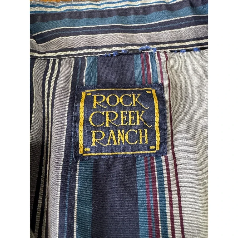 VTG Rock‎ Creek Ranch Shirt Mens 3XL Blue Stripe Button Short Sleeve Western